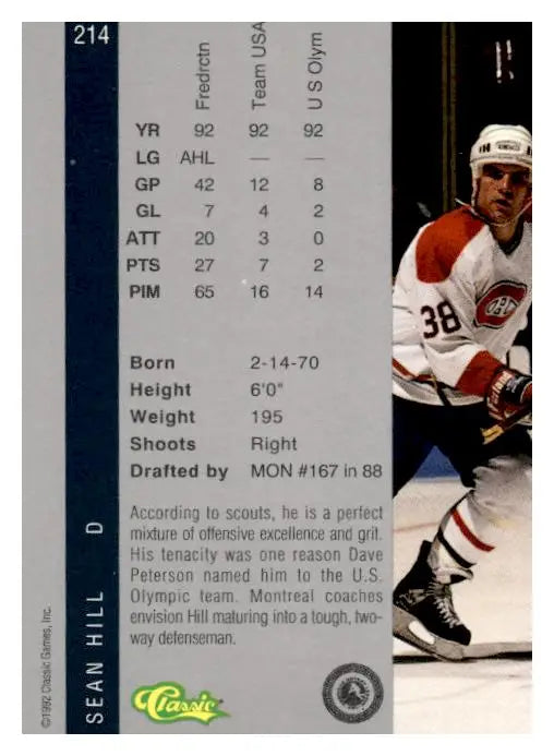 1992 Classic Four Sport #214 Sean Hill - Hockey Card Single