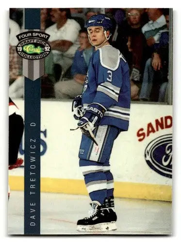 Original gloss hockey card of Dave Tretowicz from 1992 Classic Four Sport series