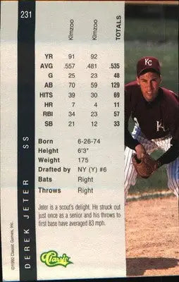 1992 Classic Four Sport #231 Derek Jeter - Baseball Card Single