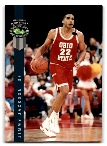 Jimmy Jackson basketball card from 1992 Classic Four Sport collection featuring Mavericks