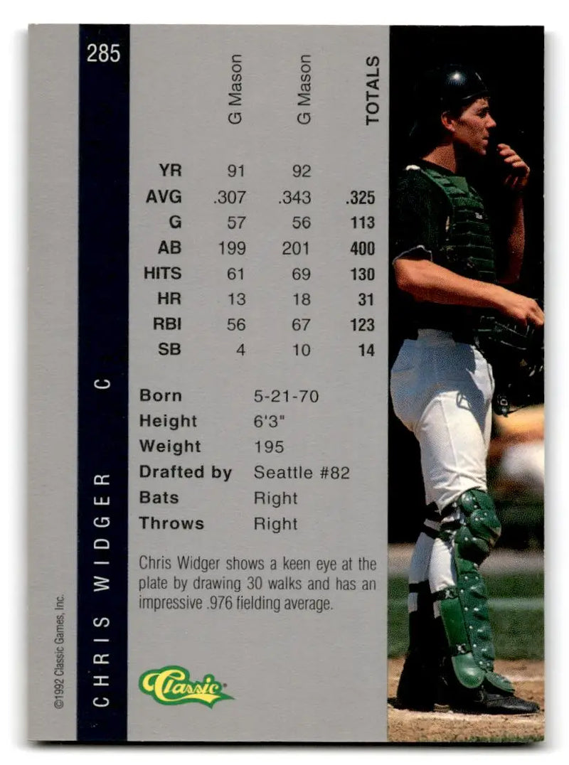 1992 Classic Four Sport #285 Chris Widger - Baseball Card Single