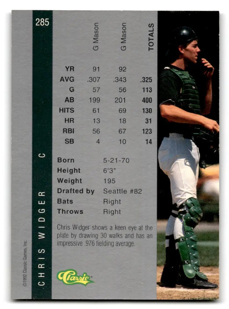 1992 Classic Four Sport #285 Chris Widger - Baseball Card Single