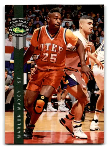 Basketball trading card from 1992 Classic Four Sport series featuring Marlon Maxey
