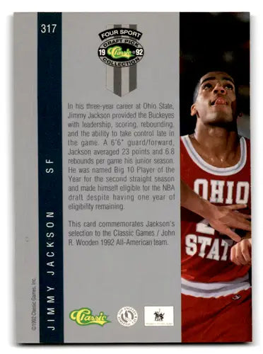 Jimmy Jackson basketball card from 1992 Classic Four Sport collection, EX/NM condition