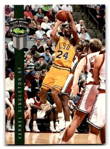 Basketball trading card from the 1992 Classic Four Sport series featuring Vernel Singleton