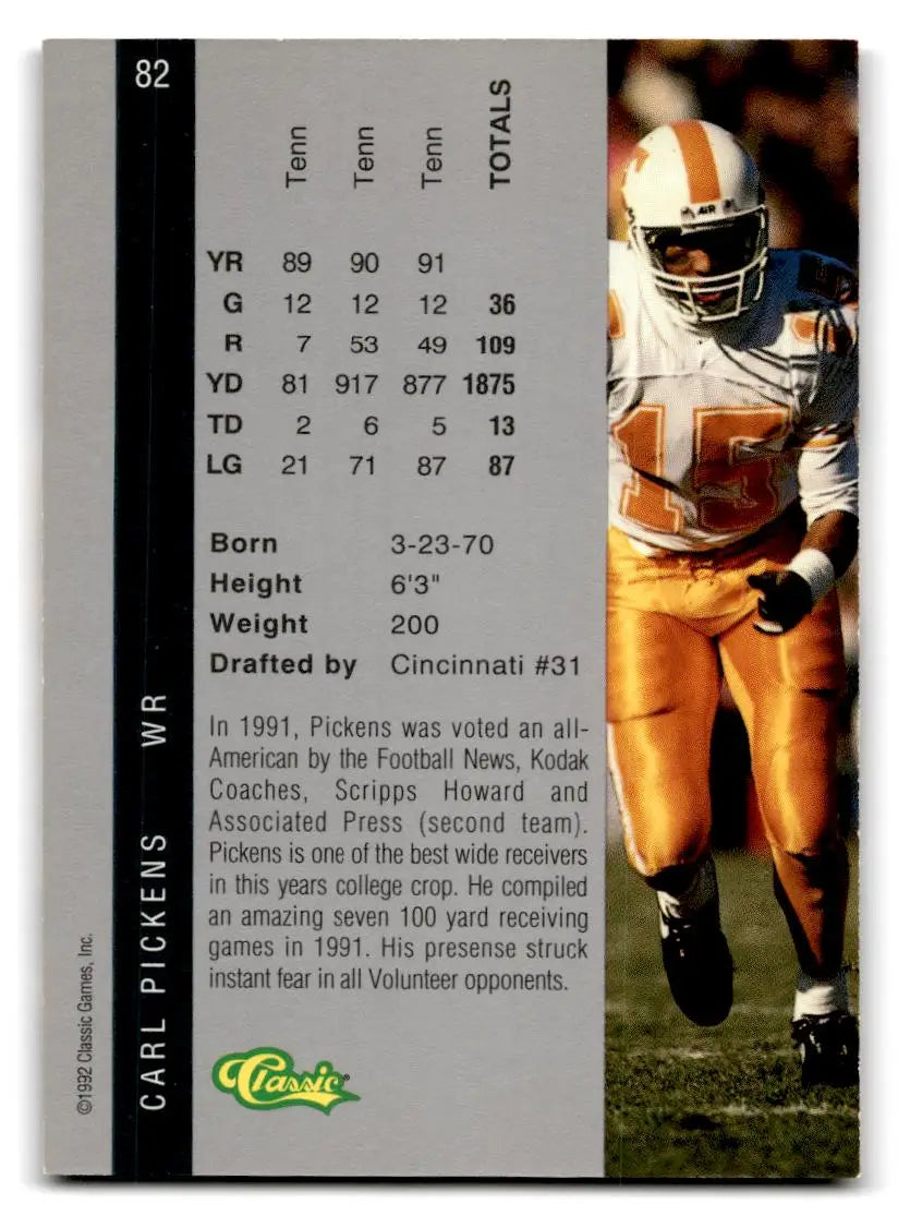 1992 Classic Four Sport #82 Carl Pickens - Football Card Single