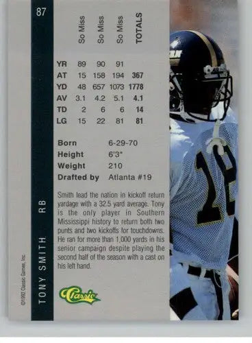 1992 Classic Four Sport #87 Tony Smith NM Near Mint Falcons ID:74333 - Football Card Single