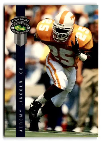 Football trading card from 1992 Classic Four Sport series featuring Jeremy Lincoln