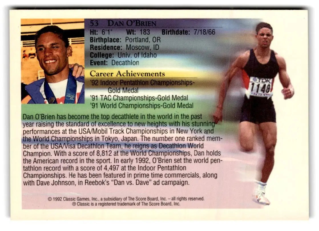 1992 Classic World Class Athletes #53 Dan O’Brien - Other