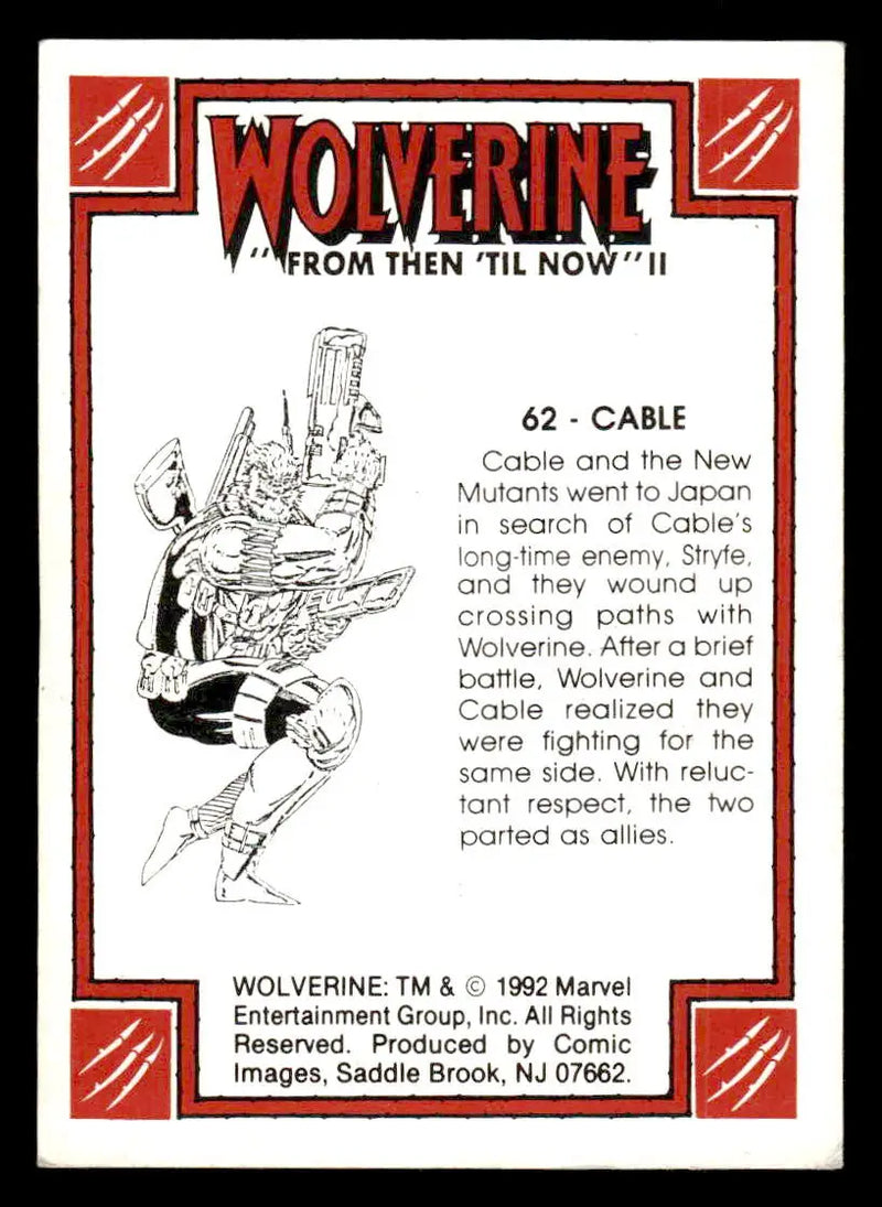 1992 Comic Images Wolverine From Then ’Til Now II #62 Cable - Comic Book