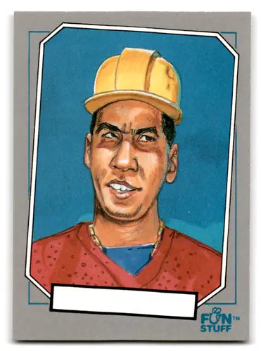 Original gloss Trading card with construction worker illustration from Confex Baseball Enquirer