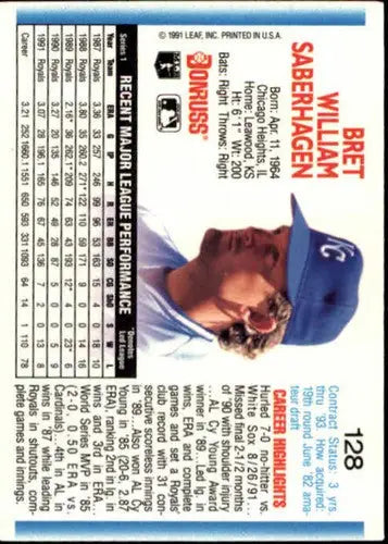 Original gloss 1992 Donruss Bret Saberhagen NM-MT Royals baseball card image