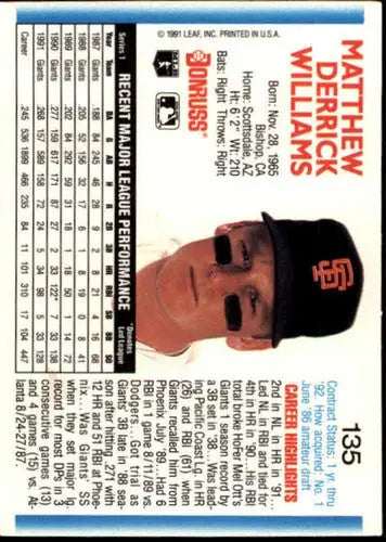 Original gloss 1991 Leaf baseball card of Matt Williams NM-MT San Francisco Giants