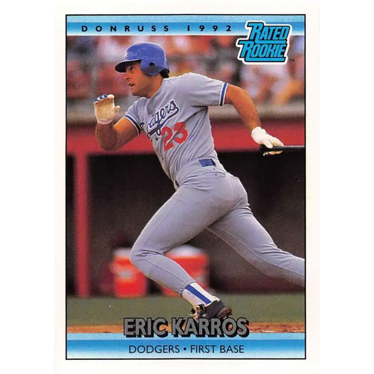 1992 Donruss #16 Eric Karros RR NM-MT Los Angeles Dodgers Baseball Card - Baseball Card Single