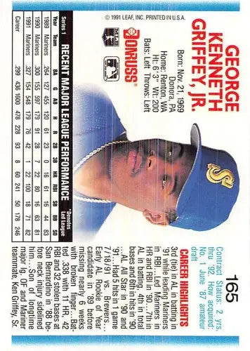 1992 Donruss #165 Ken Griffey Jr. NM-MT Mariners ID:81991 - Baseball Card Single