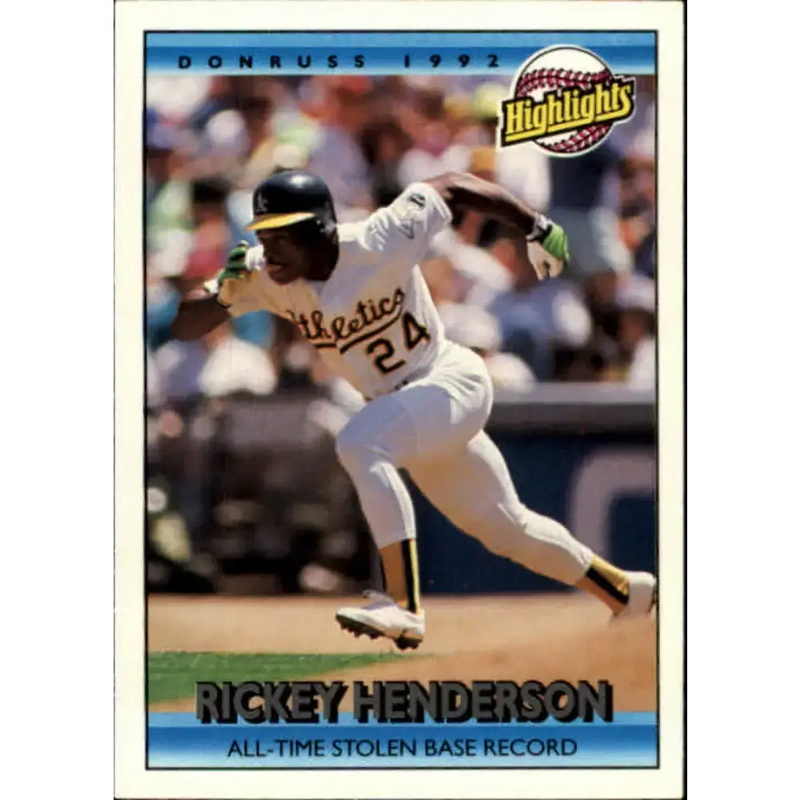 1992 Donruss #215 Rickey Henderson HL NM-MT Oakland Athletics Baseball Card - Baseball Card Single
