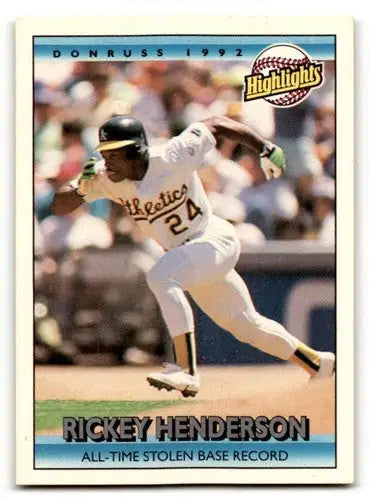 1992 Donruss #215 Rickey Henderson Oakland Athletics Baseball Cards ID:63180 - Baseball Card Single