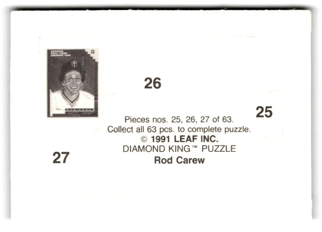 1992 Donruss #25-27 Rod Carew Rod Carew Puzzle - Baseball Card Single
