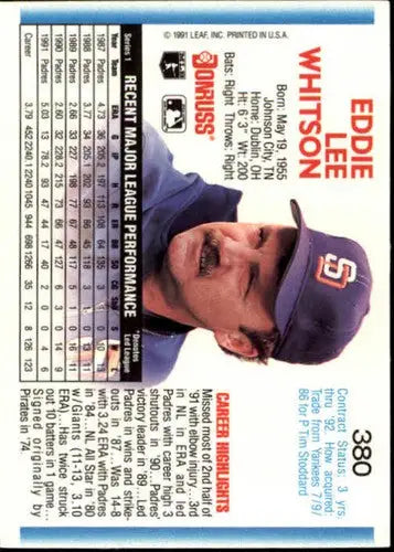 Original gloss Eddie Lee Whitson baseball card in Whitson NM-MT Padres condition