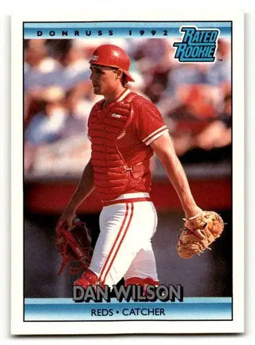 Original gloss Dan Wilson Cincinnati Reds baseball card from 1992 Donruss #399