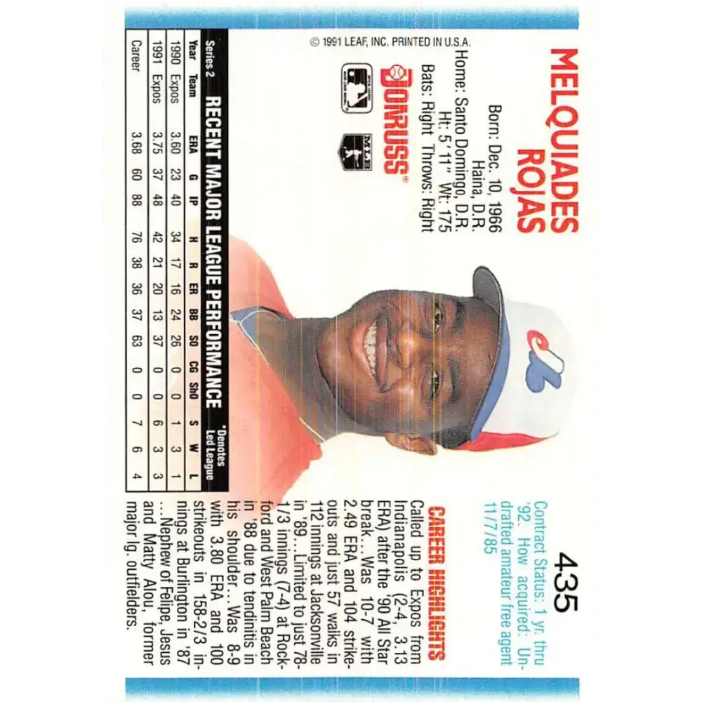 1992 Donruss #435 Mel Rojas NM-MT Montreal Expos Baseball Card - Baseball Card Single