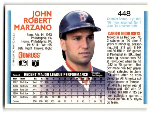 1992 Donruss #448 John Marzano NM Near Mint Red Sox ID:67113 - Baseball Card Single