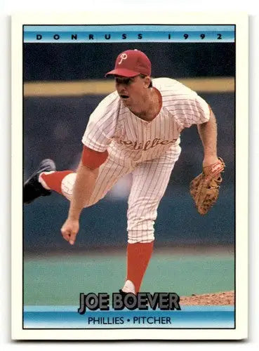 Original gloss Joe Boever baseball card from 1992 Donruss Philadelphia Phillies collection