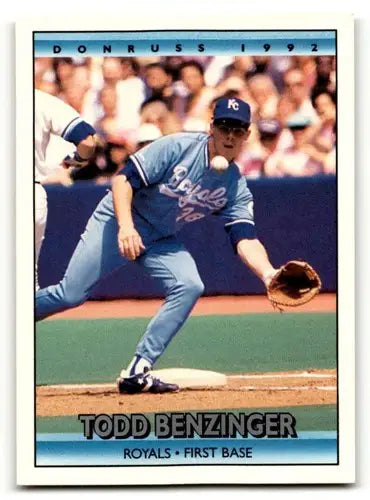 Original gloss Todd Benzinger Kansas City Royals baseball card from 1992 Donruss