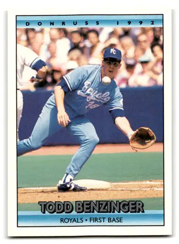 Original gloss Todd Benzinger baseball card from 1992 Donruss Royals NM Near Mint