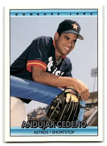 Original gloss 1992 Donruss Andujar Cedeno baseball card featuring mint Astros ID 67127