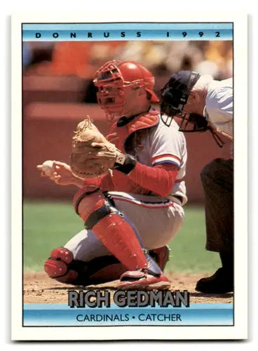 Original gloss baseball card of Rich Gedman, mint Cardinals 1992 Donruss #553