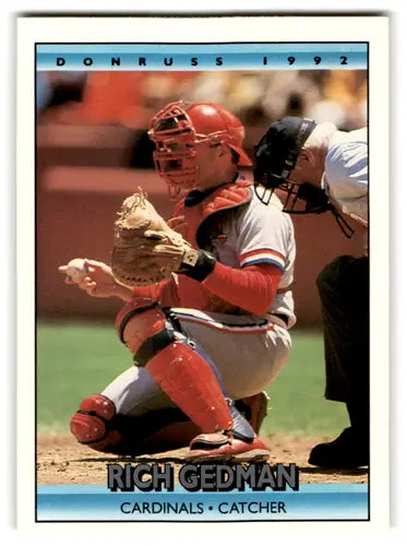 Original gloss 1992 Donruss Rich Gedman baseball card with mint Cardinals ID:67112