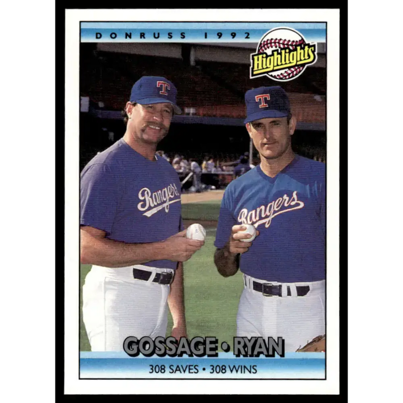 1992 Donruss #555 Rich Gossage / Nolan Ryan HL EX/NM Texas Rangers Baseball Card - Baseball Card Single