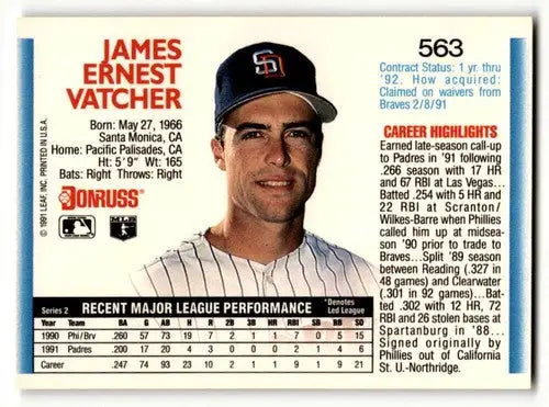 James Vatcher San Diego Padres baseball card from 1992 Donruss #563