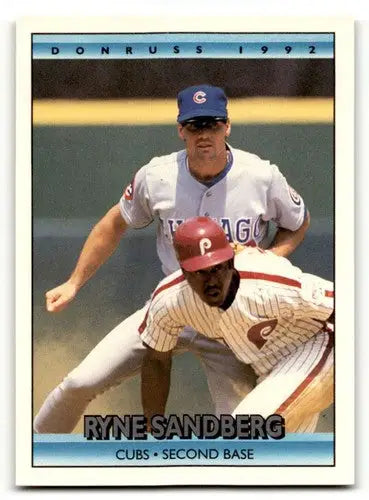Original gloss Ryne Sandberg Chicago baseball card from 1992 Donruss, Sandberg Chicago Cubs