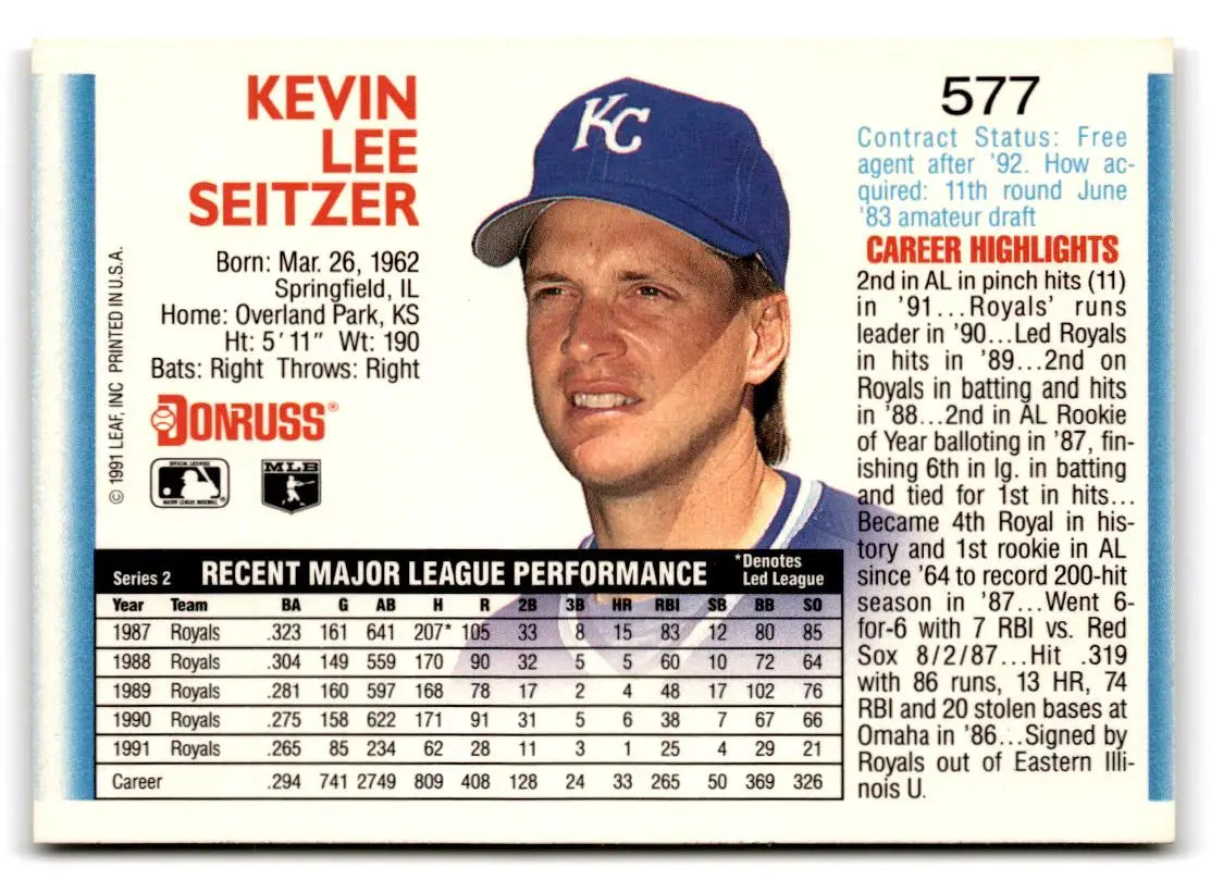 1992 Donruss #577 Kevin Seitzer - Baseball Card Single