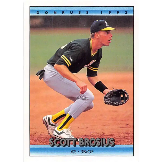 1992 Donruss #591 Scott Brosius NM-MT RC Rookie Oakland Athletics Baseball Card - Baseball Card Single