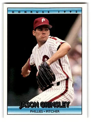 Jason Grimsley baseball card with original gloss from 1992 Donruss Phillies NM