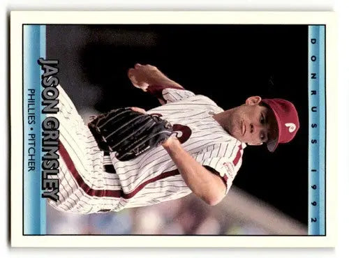 Original gloss Phillies baseball Jason Grimsley Philadelphia card from 1992 Donruss