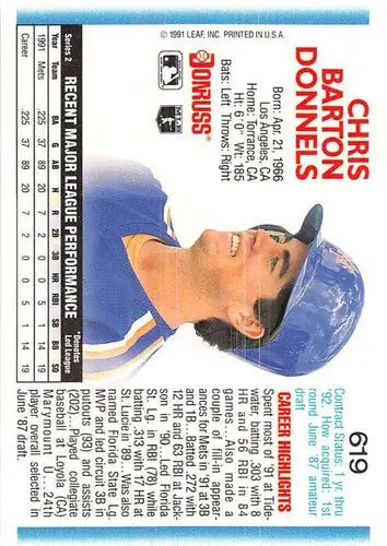 1992 Donruss #619 Chris Donnels NM-MT Mets ID:71788 - Baseball Card Single