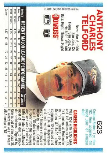 1992 Donruss #623 Anthony Telford NM-MT Orioles ID:73101 - Baseball Card Single