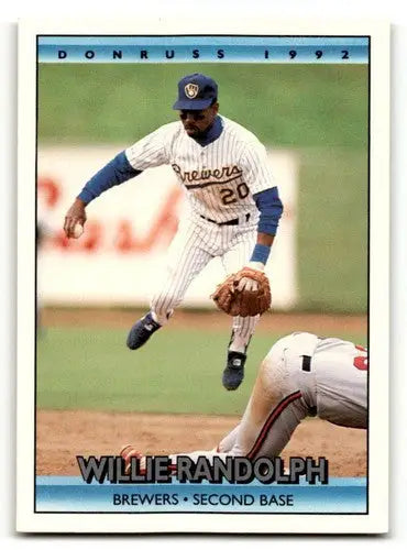 Original gloss Willie Randolph Milwaukee baseball card from 1992 Donruss #625
