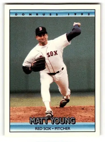 Original gloss Matt Young Boston Red Sox baseball card from 1992 Donruss series
