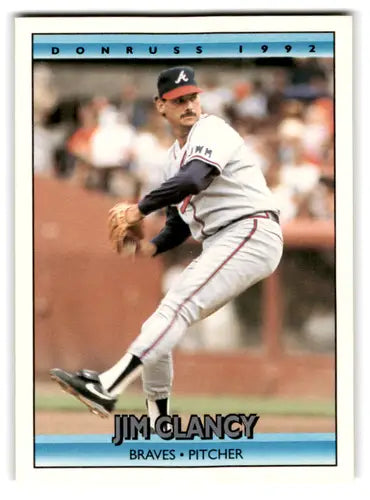 Original gloss Jim Clancy baseball card from 1992 Donruss featuring Braves in mint condition