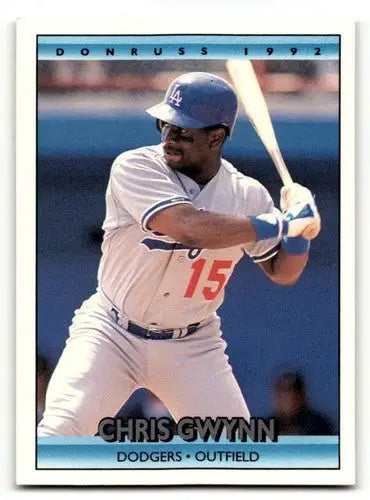 Original gloss image of Chris Gwynn Los Angeles Dodgers 1992 Donruss baseball card