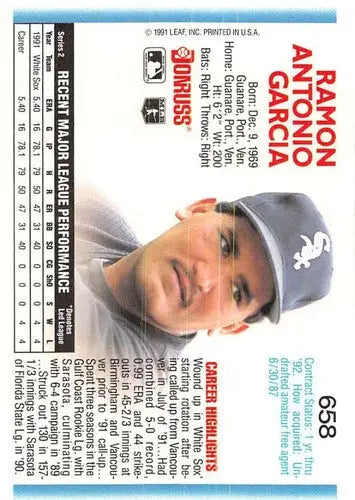 Ramon Garcia White Sox baseball card with original gloss from 1992 Donruss #658