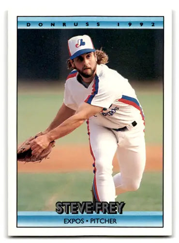 Original gloss baseball card of Steve Frey NM Near Mint Expos from 1992 Donruss