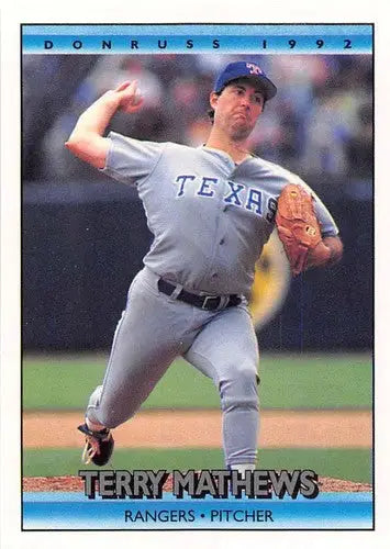 Original gloss 1992 Donruss Terry Mathews Rookie Rangers baseball card image