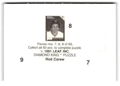 1992 Donruss #7-9 Rod Carew Rod Carew Puzzle - Baseball Card Single