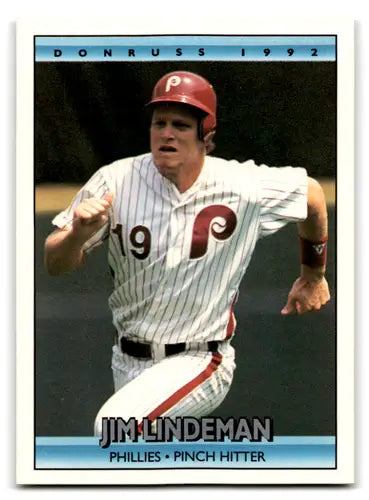 Original gloss Jim Lindeman 1992 Donruss Phillies baseball card in near mint condition